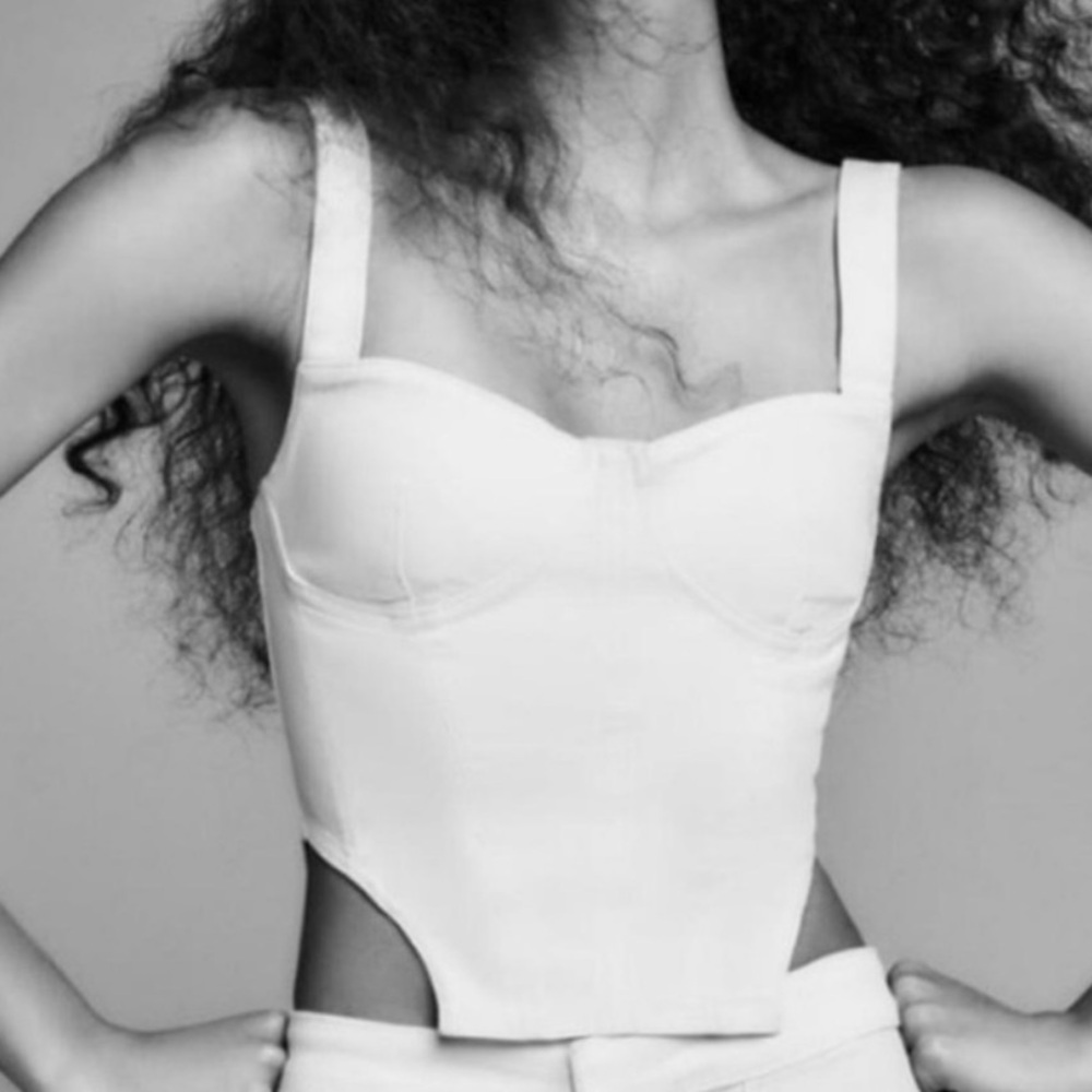 Zara White Structured Bustier Crop Top